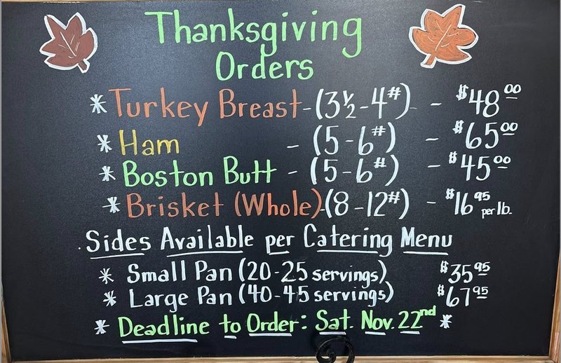 Holiday menu from Ingram's Farmer's Market