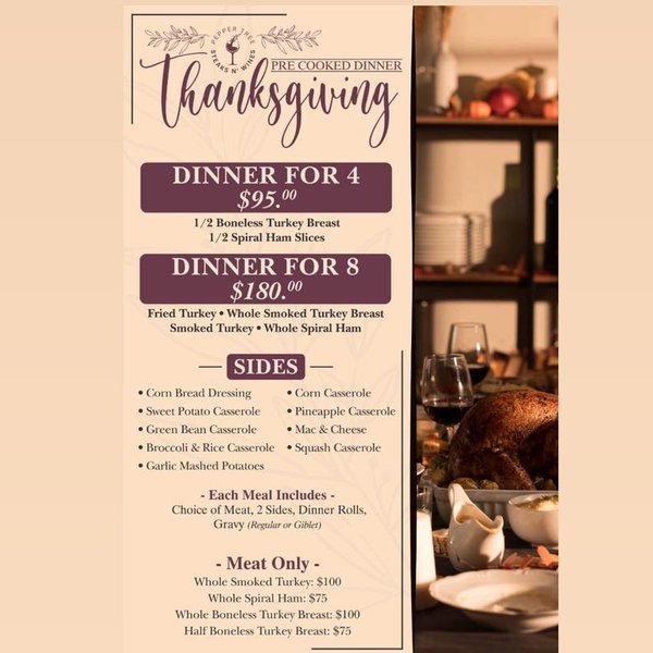 Holiday menu from Pepper Tree Steaks & Wine